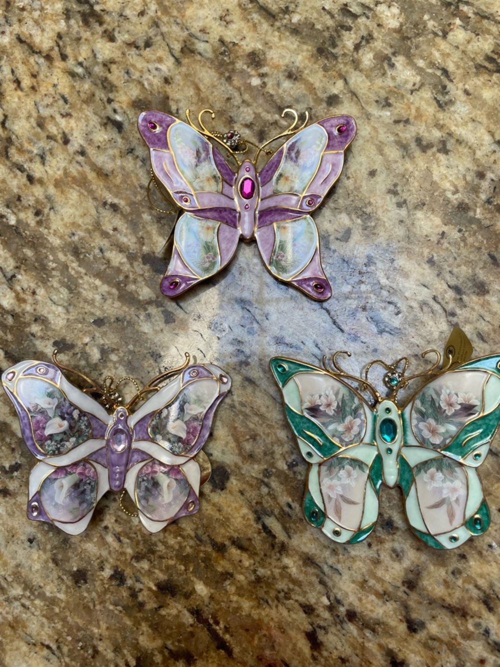 The Bradford Exchange Floral Butterfly Ornaments - Purple, Pink, Teal